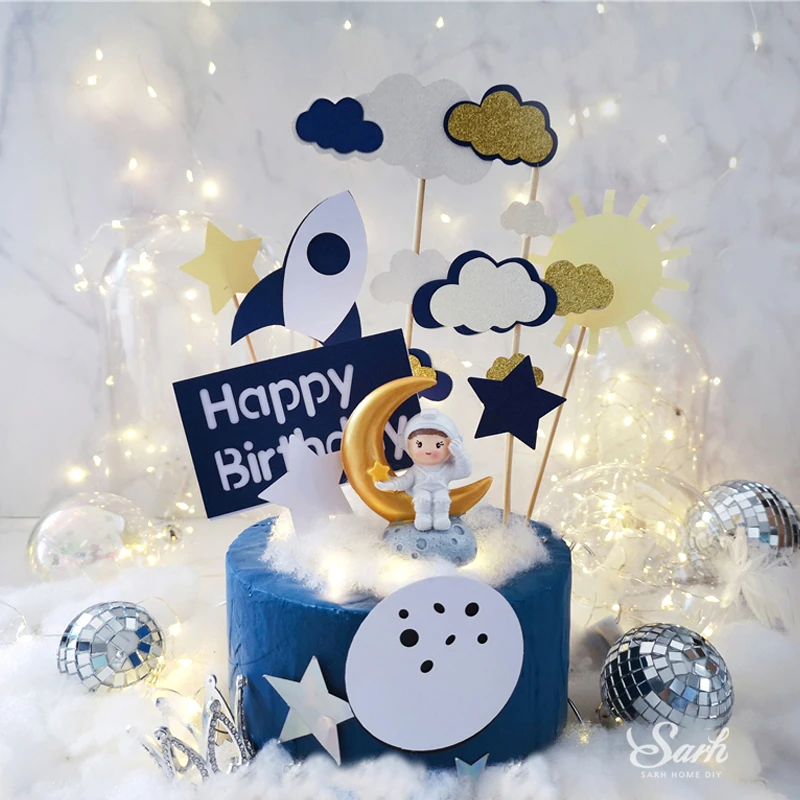 Bling Rocket Cake Topper астронавт для мальчиков и девочек украшения детей вечерние товары