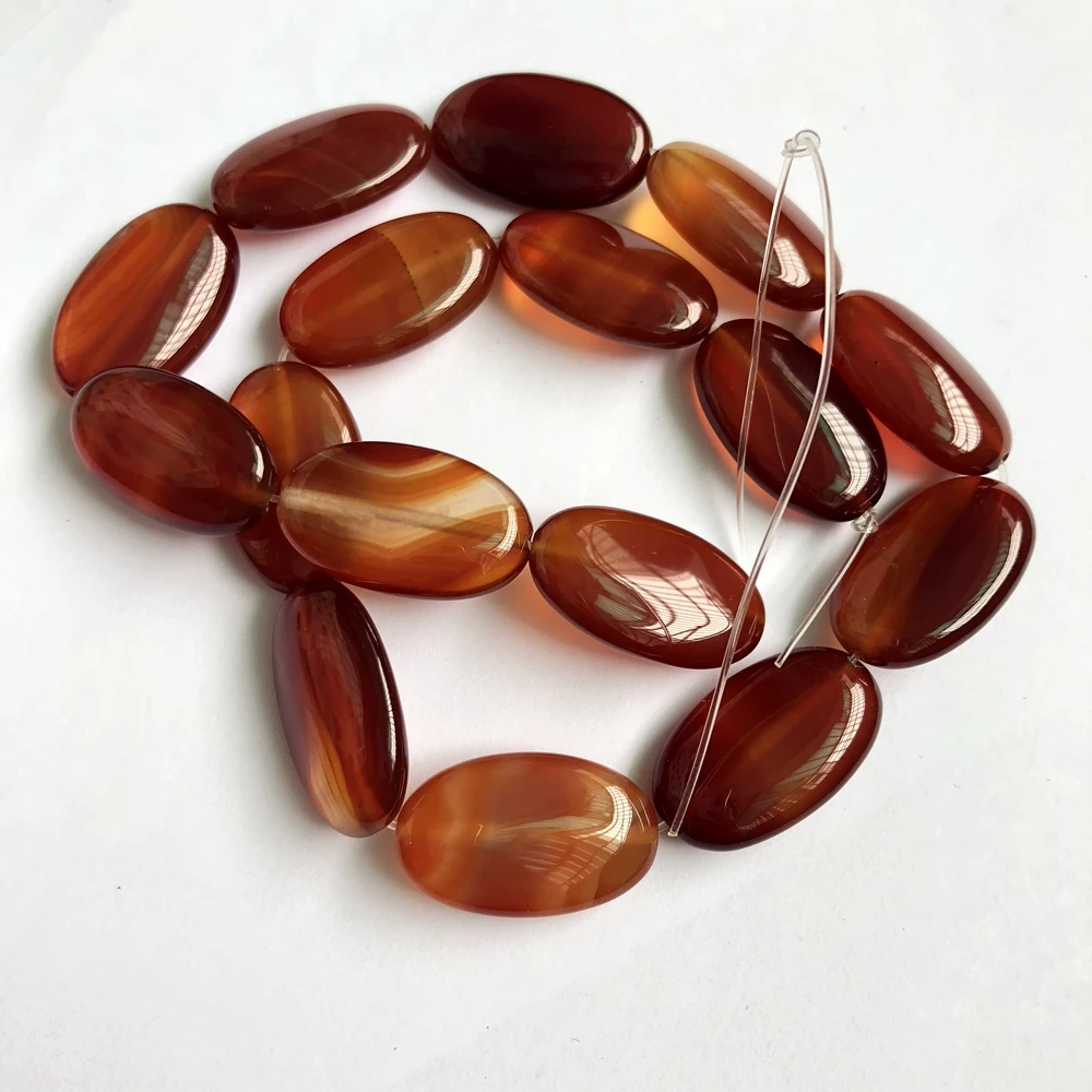 

1str Natural A Quality Red Carnelian Beads Red Agat e 15x25mm Oval Bead Gem Loose Beads For Jewelry Making,15.5