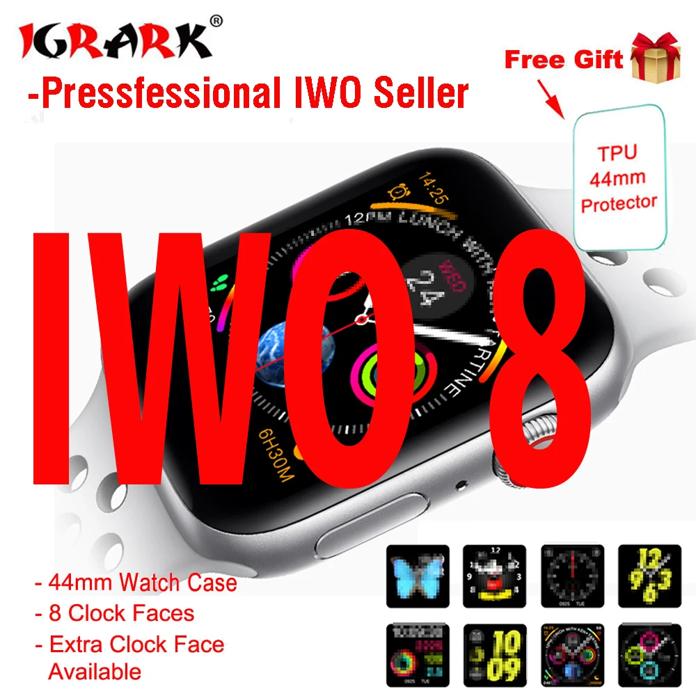 IGRARK IWO 8 44 мм часы 4 сердечного ритма чехол для смарт часов apple iPhone Xiaomi Android телефон 5