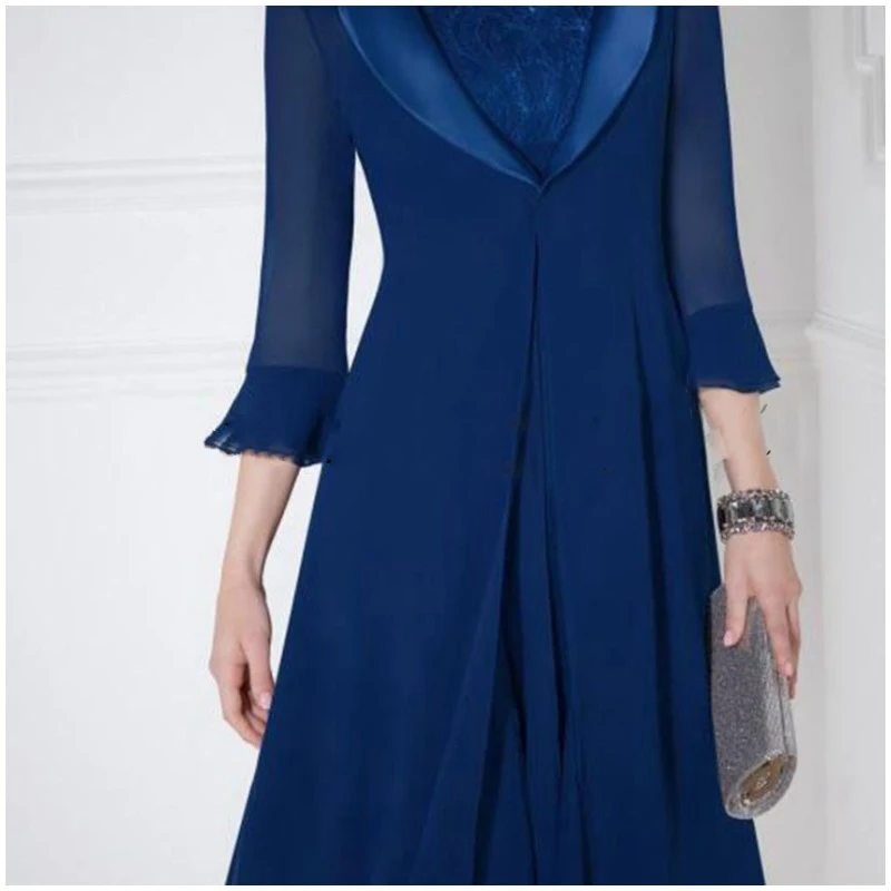 О образным вырезом без рукавов длиной до колена Кружева Шифон мыса мать Невесты