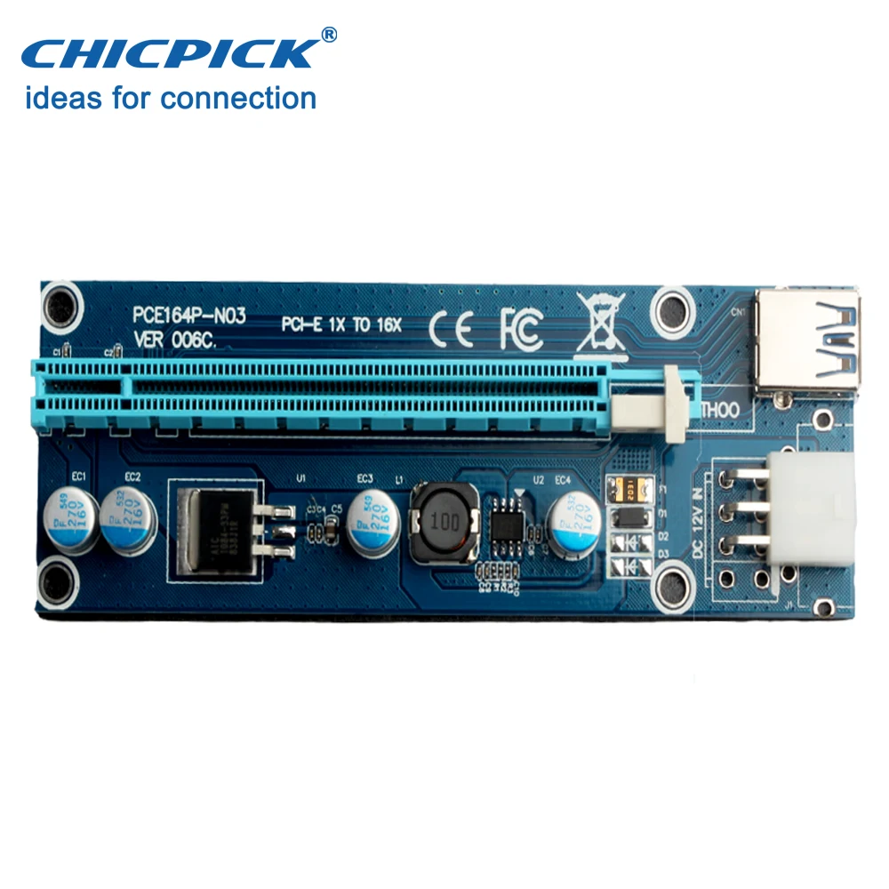 Chicpick VER006C PCIe Riser 1X к 16X USB 3.0 Express удлинитель для btc Eth GPU GTX 1080 ti графический карты