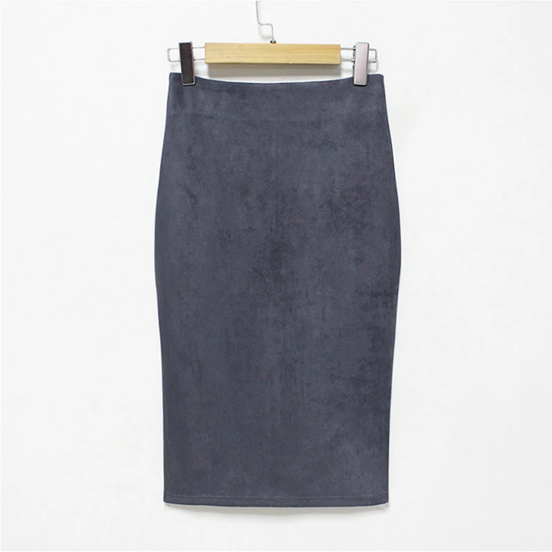 Замшевые Юбки-карандаши для Для женщин Весна 2018 Новые Высокие Стрейч Мини-юбки