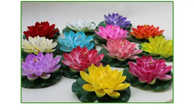

17CM Diameter Artificial Lotus Simulation PU Flower floating water Home garden fish tank Decorations supplies