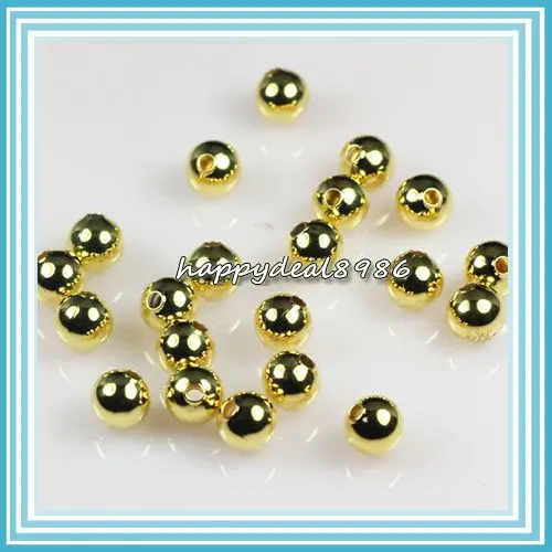 

1000pcs/Lot 4mm Gold-color round ball metal spacer beads P76