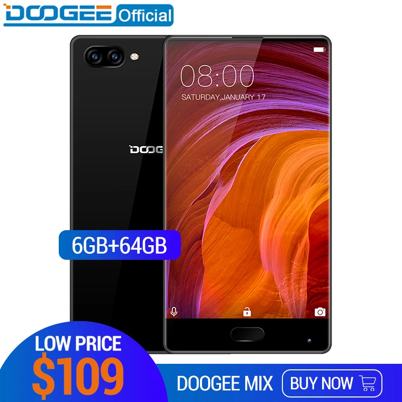 DOOGEE MIX 6 ГБ + 64 Гб Безель смартфон Двойная камера 5 ''AMOLED MTK Helio P25 Восьмиядерный