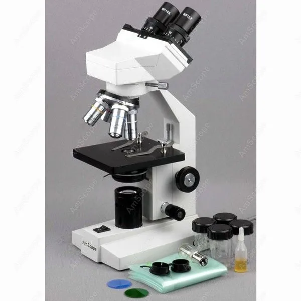 Бинокулярный Биологический микроскоп принадлежности AmScope 40x 1000x бинокулярный +