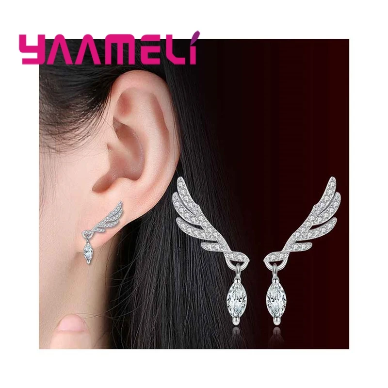 

Wholesales Wings Design 925 Sterling Silver Earrings Fashion Women Jewelry Drop Earrings For Women Accessories