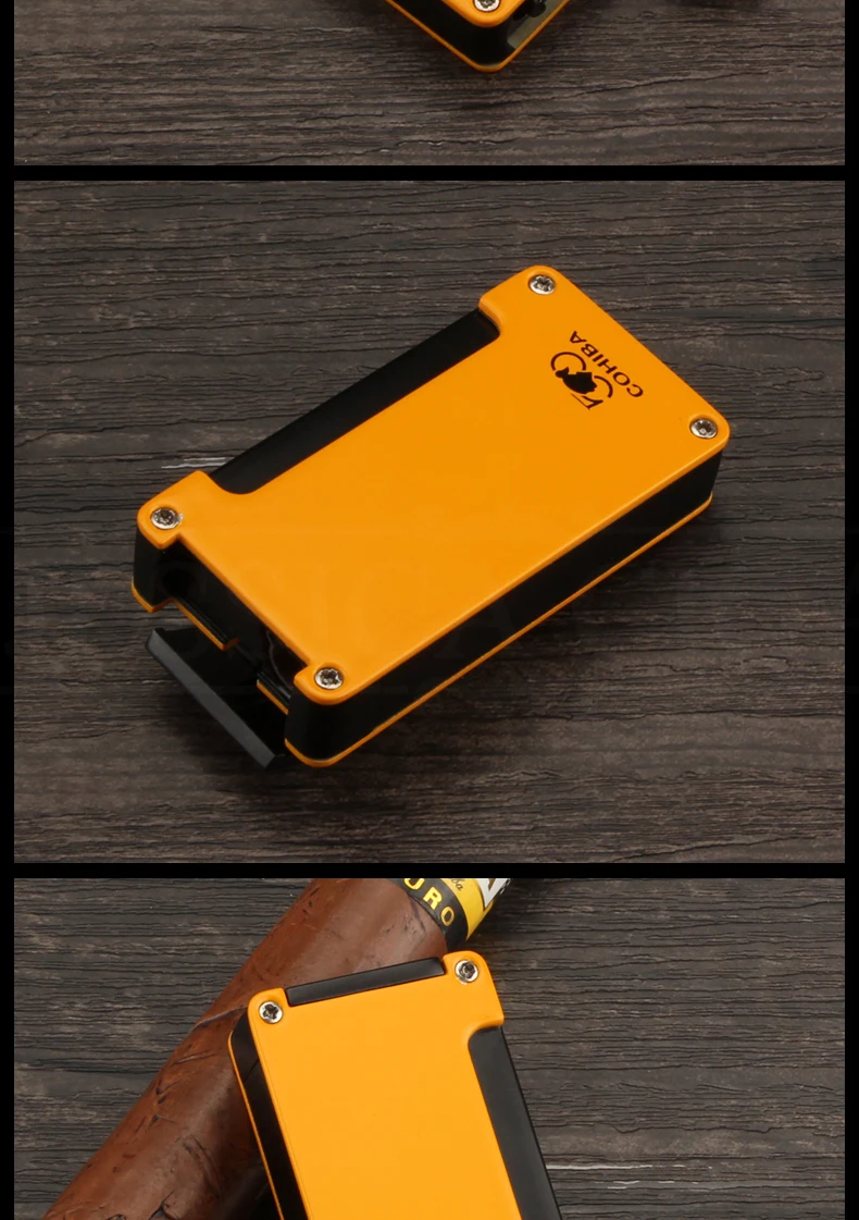 COHIBA металлическая Бутановая Зажигалка, мини ветрозащитная 1 струйный фонарь, зажигалки для сигарет, аксессуары для сигар, подарочная упаковка