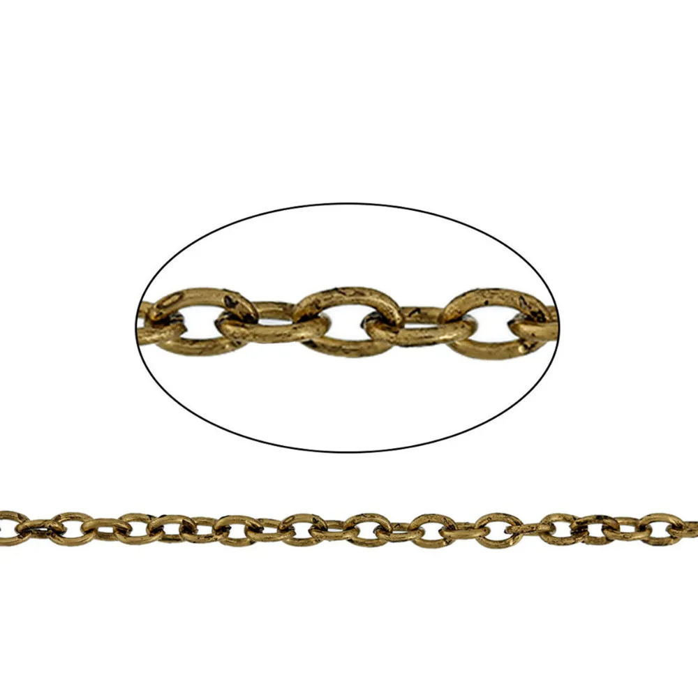 DoreenBeads сплав на железной основе Античное золото звено кабельная цепь фурнитура золотой тон DIY цепи 3,7x2,7 мм, 50 см длиной, 1 шт