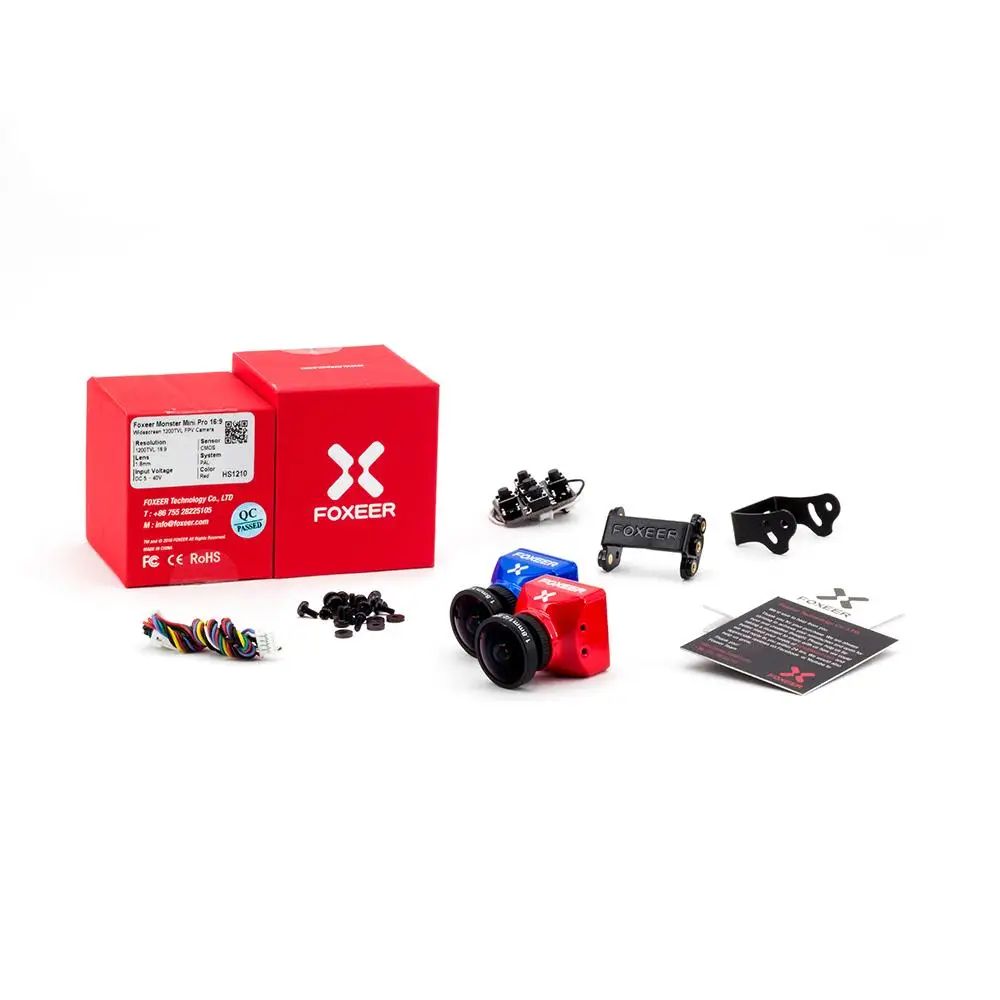 Foxeer Monster Mini Pro 1/2. 9 &quotCMOS 1 8/2 5 мм 1200TVL 16:9 PAL/NTSC переключаемая WDR FPV камера красный 8
