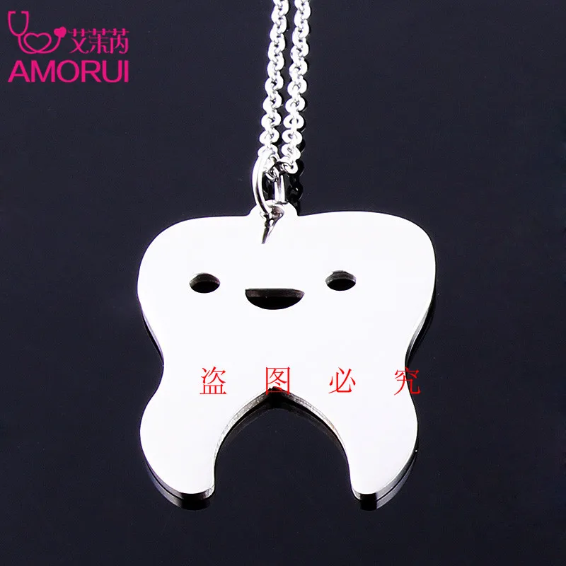 Ожерелье из розового золота/серебра с медицинскими зубьями улыбки для