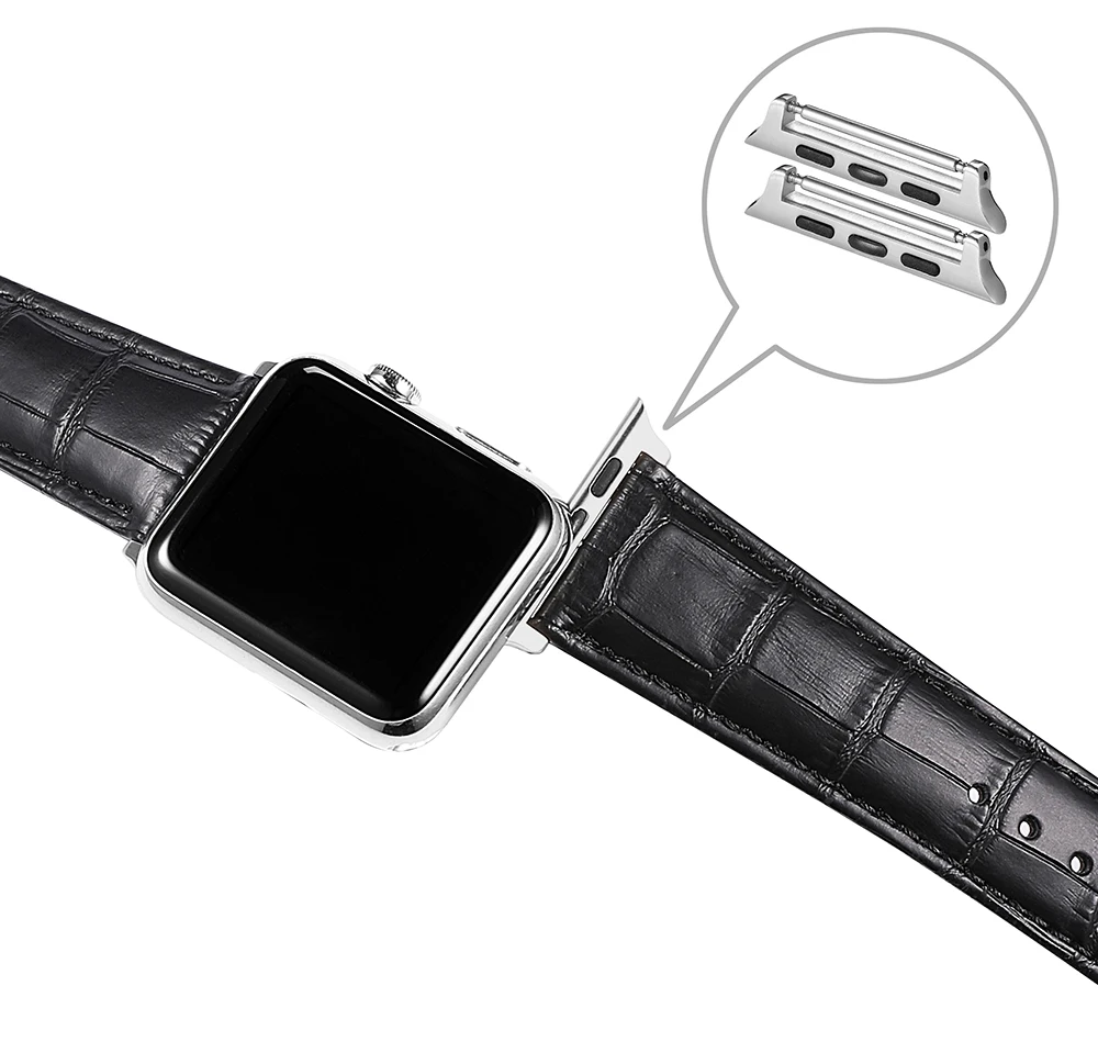Ремешок из натуральной кожи Аллигатор Смарт часы с заменой ремешка для iWatch Apple Watch