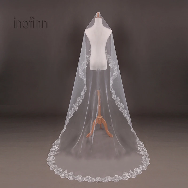2019 brand new Simple Girls Long Cheap Real White/Ivory One layer Bridal Wedding Veil Accessories Without Clip In Stock | Свадьбы и