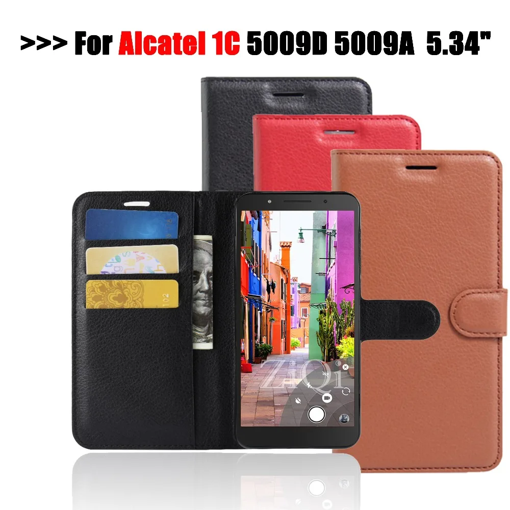 Чехол книжка для Alcatel 1C Роскошный кошелек из искусственной кожи ТПУ силикон чехол