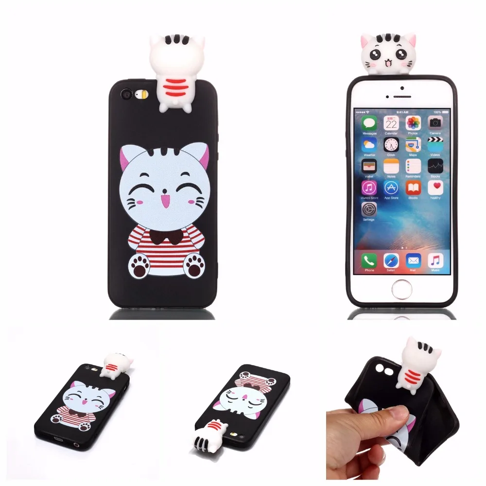 Чехол для iPhone 5 5S 5C SE 3D мультяшный Мягкий силиконовый чехол телефона Кожаные чехлы