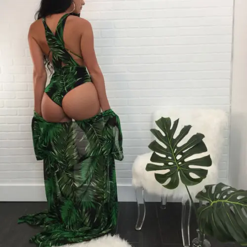 Женские Купальники монокини с принтом и накидка купальник из 2 предметов