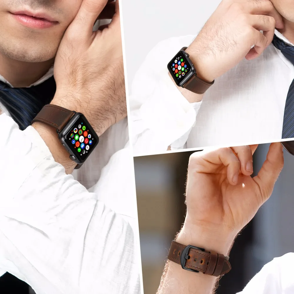Ремешок сменный MAIKES кожаный для Apple Watch Band 40 мм 44 Series 6 5 4 iWatch 42 38 3 2 1|Ремешки часов| |
