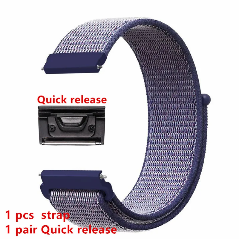 Quick rMidnight Blue 26 мм 22 мм Быстрый выпуск нейлон velcro ремешок для Garmin Fenix 3/Fenix 3 HR/Fenix 5 5X forerunner 935 ремешок для наручных часов - Цвет: Quick rMidnight Blue