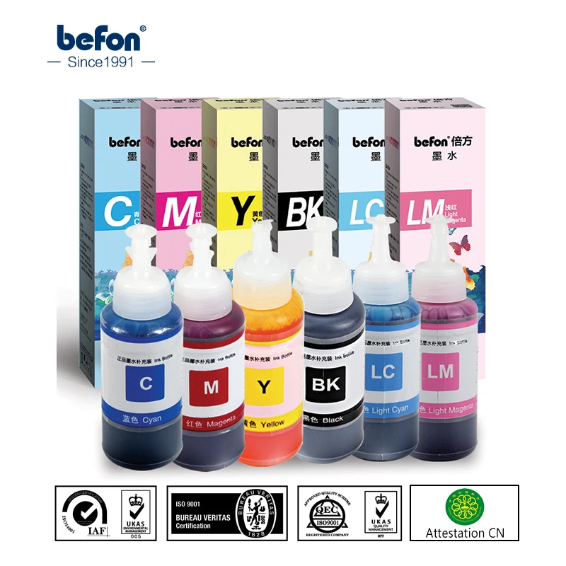Набор заправки чернил befon 6 цветов для красителей совместимых с принтером Epson L800