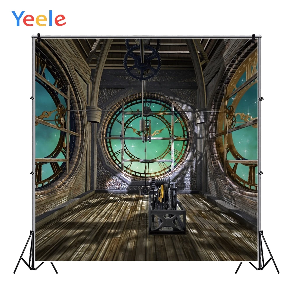 Yeele часы башня интерьер шестерни технологический чувство фотографии фоны