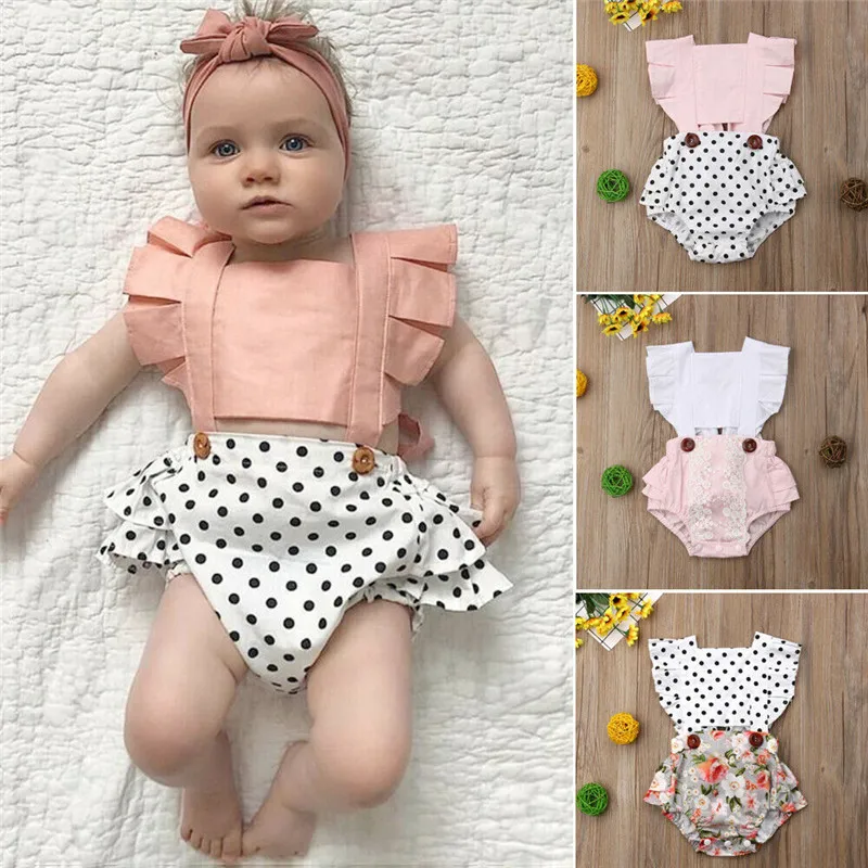 Детское хлопковое боди с открытой спиной и оборками круглым вырезом|Боди для