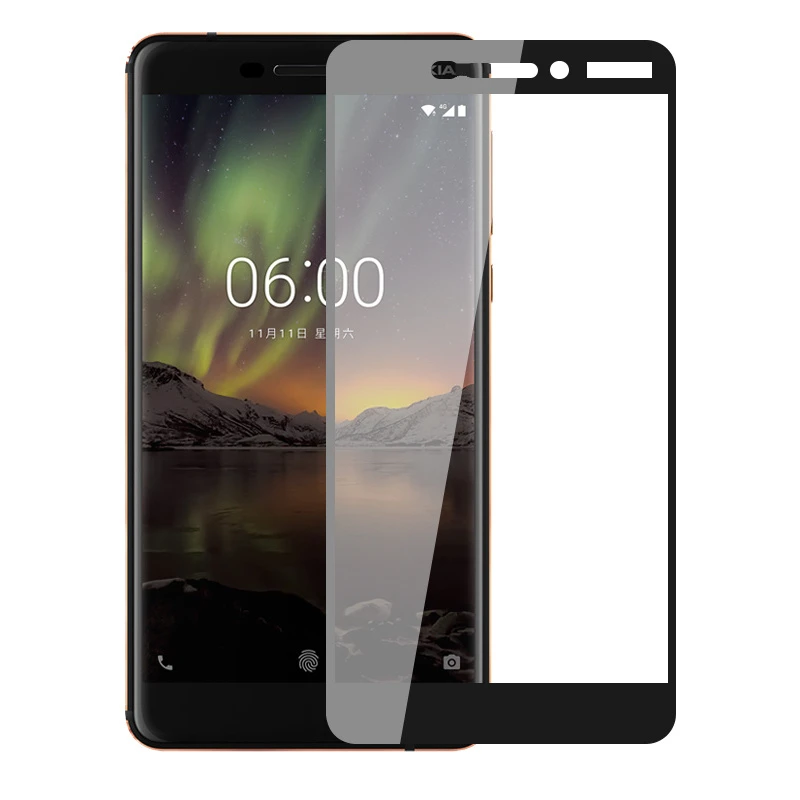 1 шт. защитное стекло для экрана Nokia 6 закаленное 2018 полное покрытие пленка