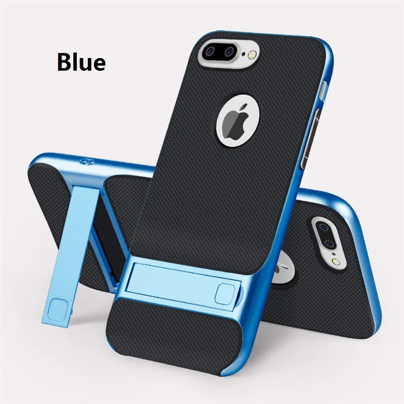 Blue МОДА ромбические текстуры кронштейн Поддержка чехол для телефона для iPhone 6 6s 7 8 Мягкие TPU чехол с откидной ножкой чехол для iPhone 8 плюс 6s плюс XS - Цвет: Blue