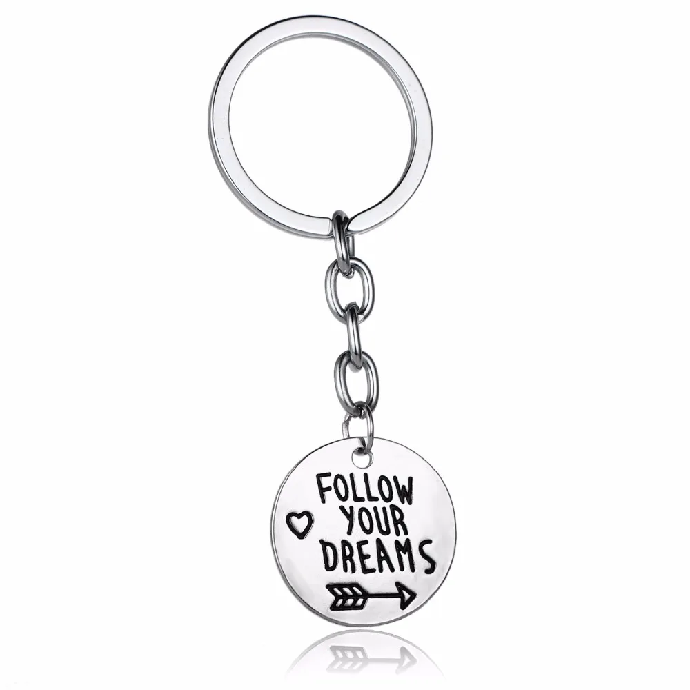 &quotFollow Your Dreams&quot Heart Arrow Pendant Charm Keyring For Women Men Jewelry Gifts Presents Key Chain Fashion | Украшения и