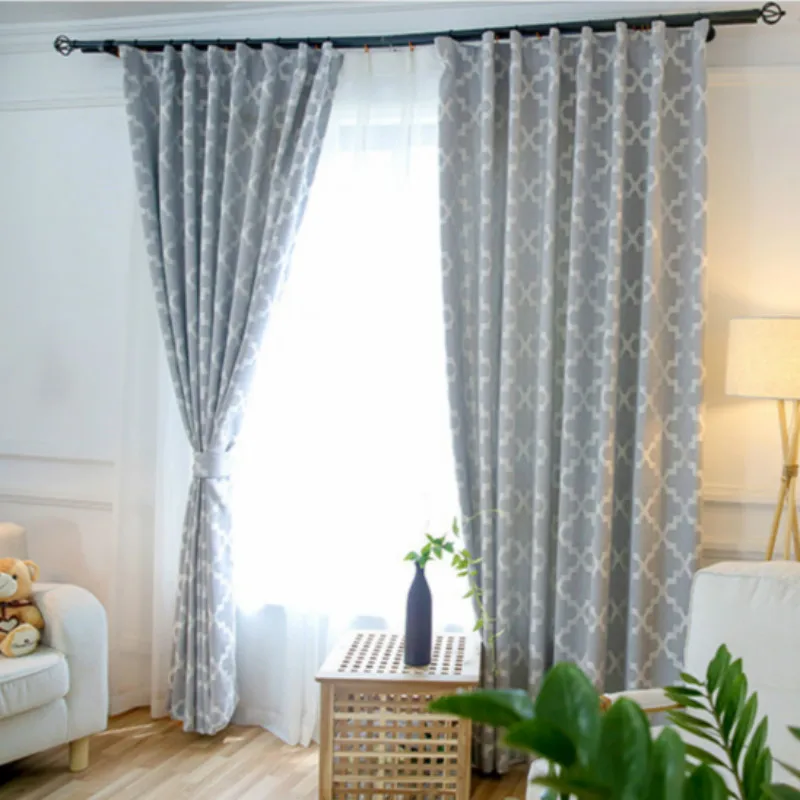 Pink/Grey/Light yellow Curtain Thick Faux Cotton Linen Jacquard Blackout For Bedroom Custom Window Blind Drape | Дом и сад