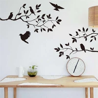 hot bird tree branch vinyl cut wall stickers bedroom living room decoration 8208 removable home decal animal mural art 4 0