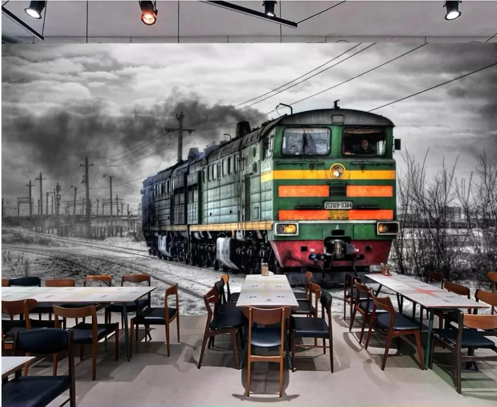 Настенные 3d фотообои на заказ ретро ностальгические черно-белые обои с паровым