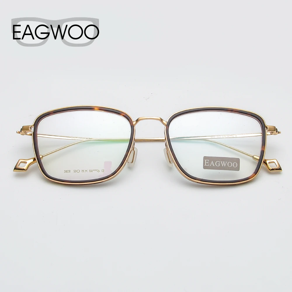 Eagwoo очки из чистого титана полная оправа для очков в винтажном стиле мужчин