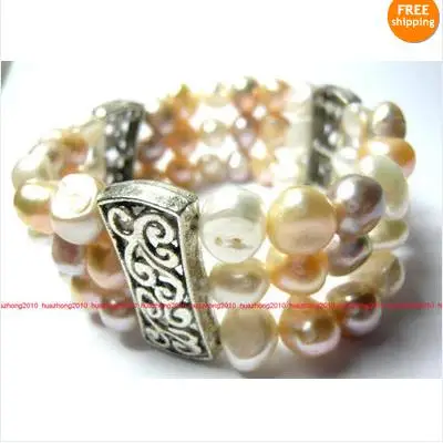 New Arriver Pearl Jewelry White Pink Purple Baroque Shaper Genuinte Freshwater Bracelet Elastic Tible Silvers | Украшения и