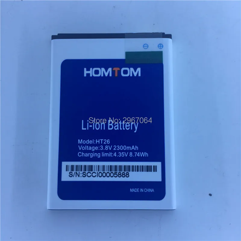 100% Оригинальный аккумулятор для HOMTOM HT26 батарея 2300 mAh мобильного телефона
