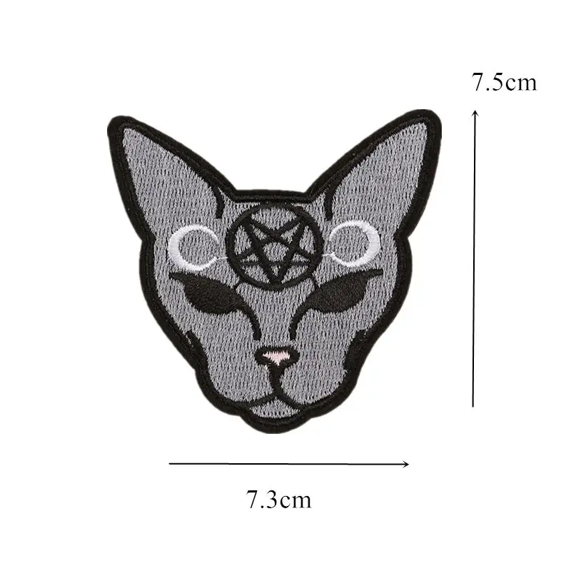 Gray Magical Cat Embroidered Patches Sew Iron On Animal Badge For Bag Jeans Hat Appliques DIY Handwork Sticker Decoration | Дом и сад