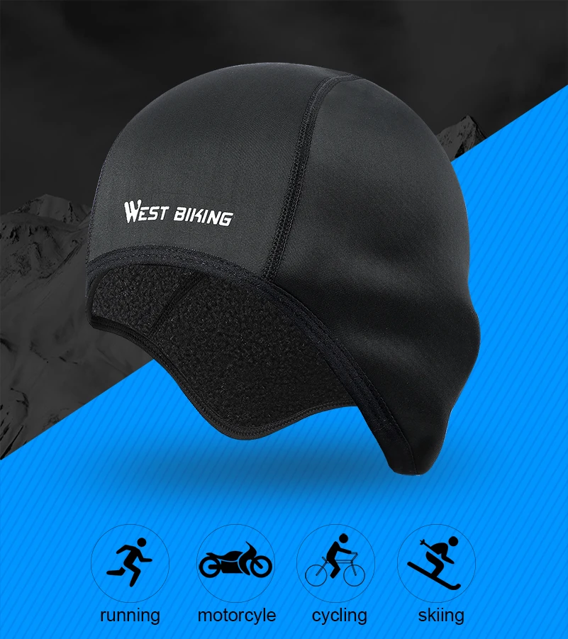 WEST BIKING, зимняя велосипедная Кепка s, ветрозащитная Теплая Флисовая велосипедная шапка, уличная спортивная Балаклава для катания на лыжах, сноуборде, бега, шлема