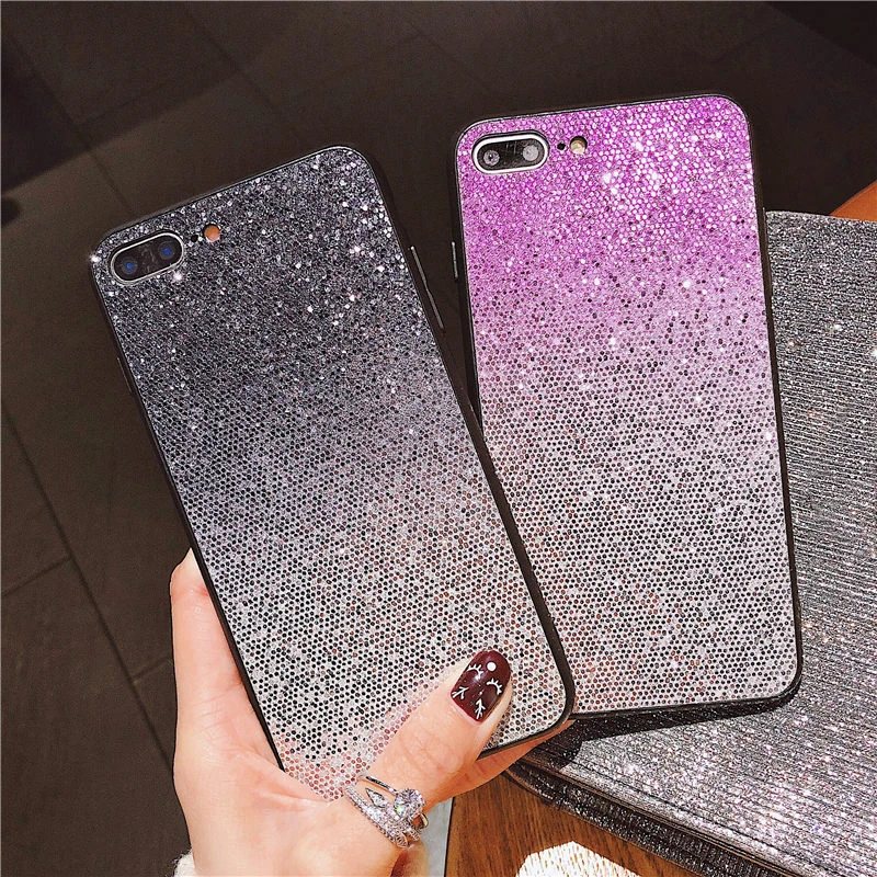 Phone Case For iPhone 6 6S 7 8 Plus Gradient Bling Glitter Silicone Soft TPU Cover X XS Max XR 5S 5 SE Fundas |