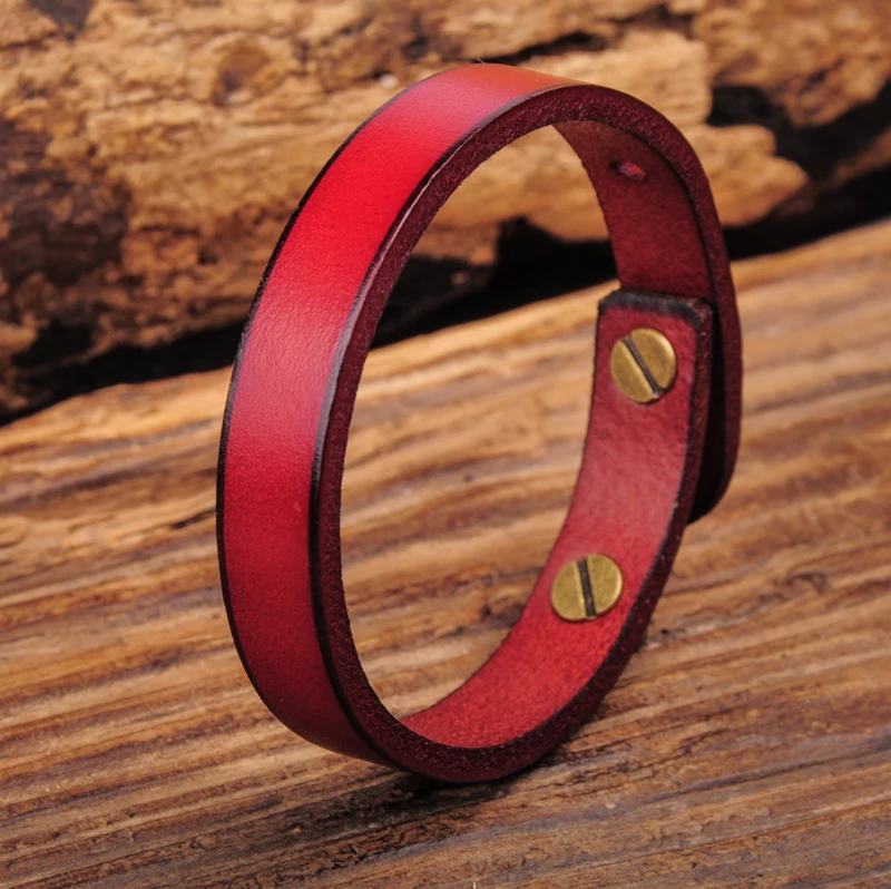 G370 простой стильный красный браслет из натуральной кожи для женщин|wristband