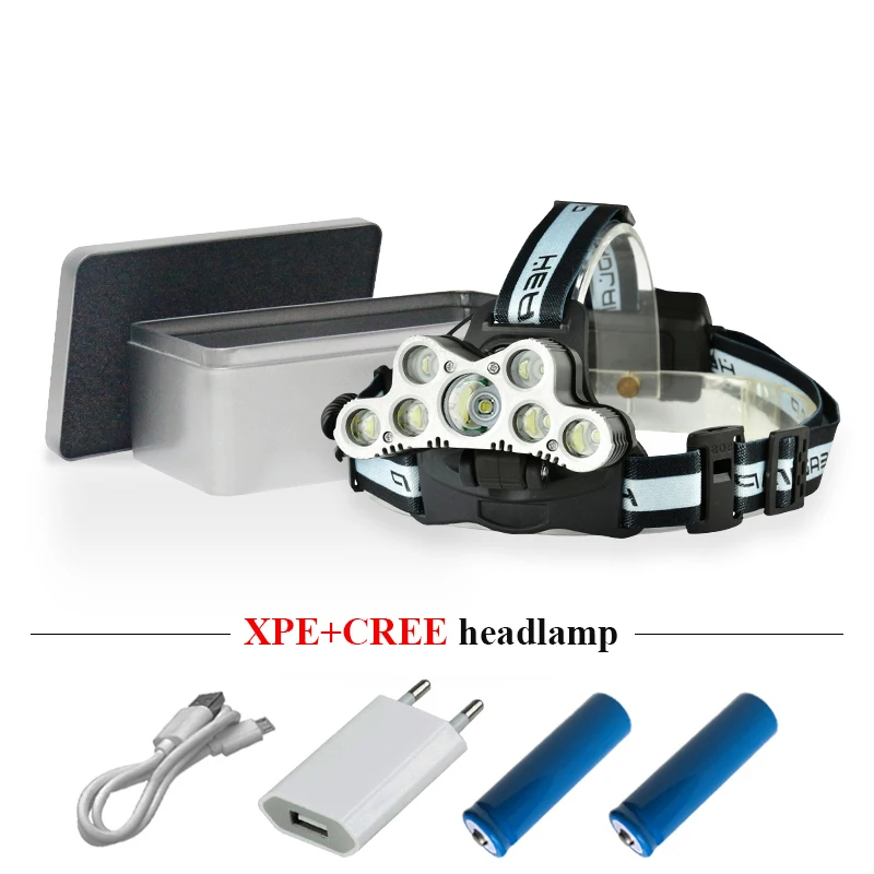 Linterna USB фар с SOS свисток светодиодный налобный фонарик переднего света головы xml t6
