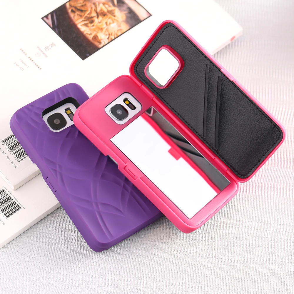 Зеркало чехол для Samsung Galaxy S8 waterflow сетки кошелек + слот карты задняя крышка S7 Edge Plus