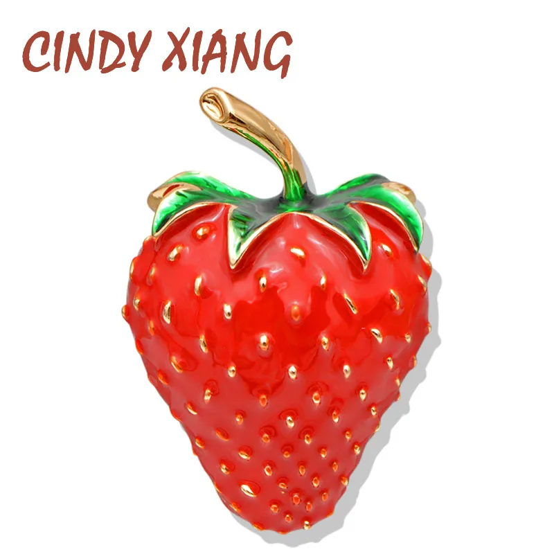 Эмалированная Женская брошка CINDY XIANG в виде клубники Красного цвета летние