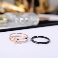 yun ruo simple chic two in one flower ring rose gold birthday gift woman fashion titanium steel jewelry not fade drop ship