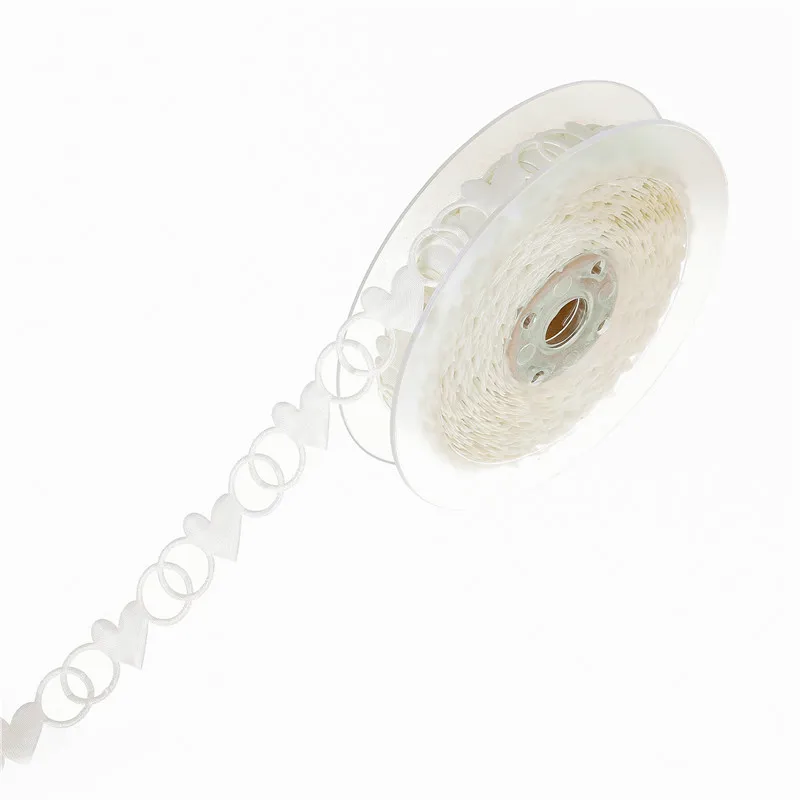 

20mm 15meters ultrasonic pressed double ring and love ribbon tape for craft supplies valentine's day decoration