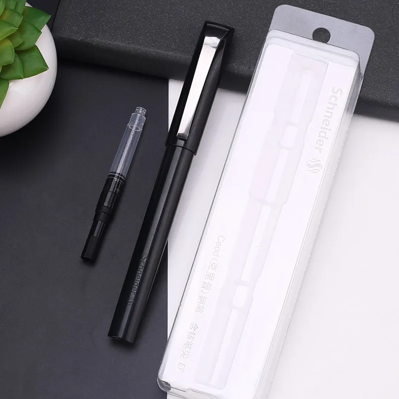 BLACK converter Germany SCHNEIDER Fountain Pen Krip 0.35mm EF Fountain Pen Business Office Gift 1PCS - Color: BLACK converter