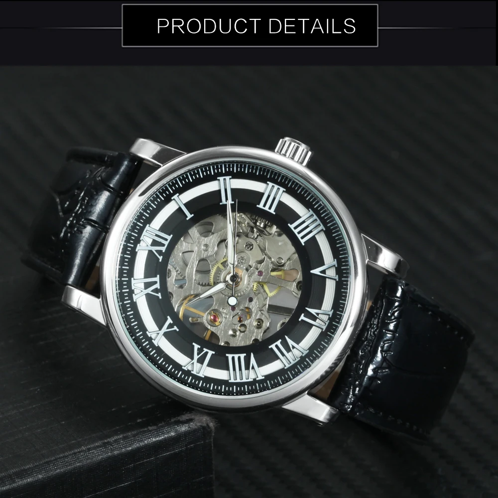 WINNER официальные модные повседневные механические часы для мужчин кожаный