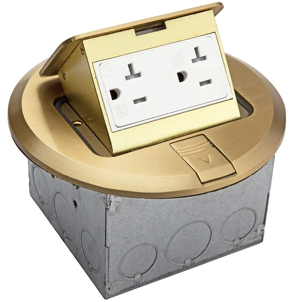 Всплывающая напольная коробка из нержавеющей стали с 20A 125VTamper Weather дуплексная