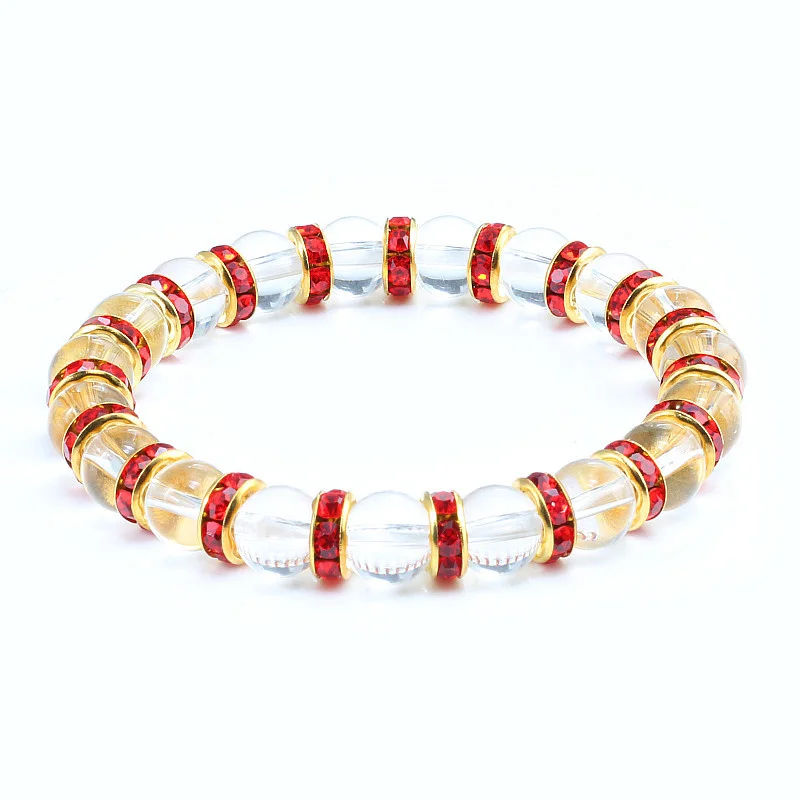 red crystal Белые из натурального камня бусины со сквозными отверстиями Золотой мутиколор розовый горный хрусталь браслет для женщин мужчин чистая Дружба Браслет пляж драгоценность - Окраска металла: red crystal
