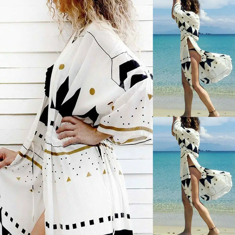 2019 Fashion Women Beach Bikini Cover up Long Kaftan Dress Summer Boho Lacing Maxi | Женская одежда