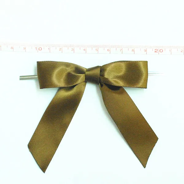 

Free Shipping 500pcs/lot Amazing Chocolate Pre-Tied Satin Bows Turftan Ribbon Bow
