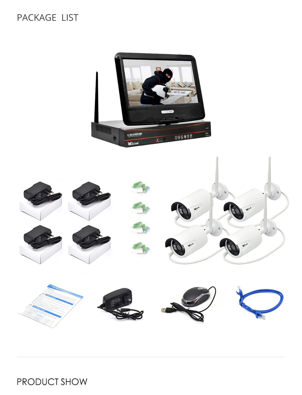 Wistino 960P комплект системы видеонаблюдения беспроводная 4CH NVR ip камера безопасности